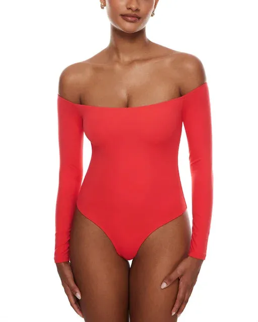 Off The Shoulder Sexy Long Sleeve Thong Bodysuit
