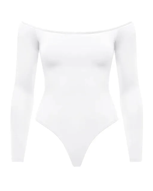 Off The Shoulder Sexy Long Sleeve Thong Bodysuit