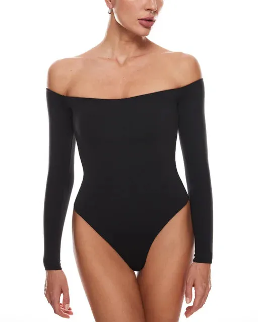 Off The Shoulder Sexy Long Sleeve Thong Bodysuit