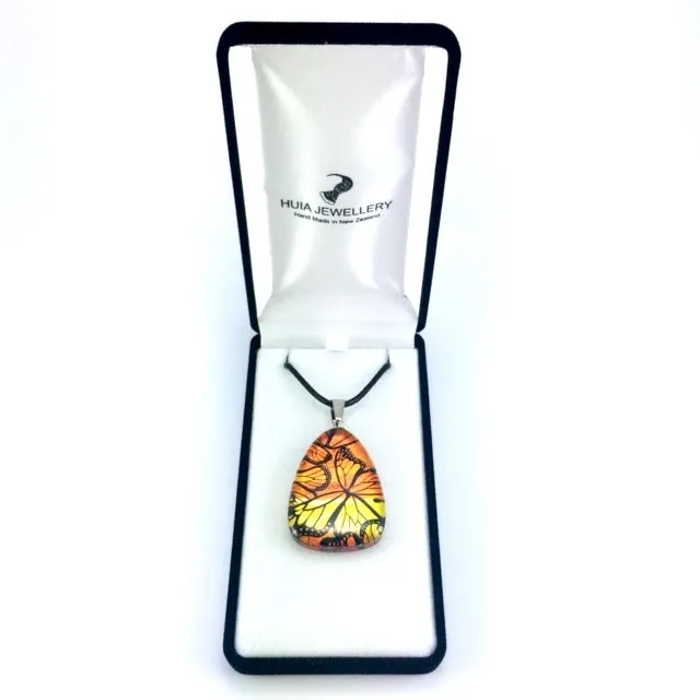 Orange Monarch Butterfly Pendant