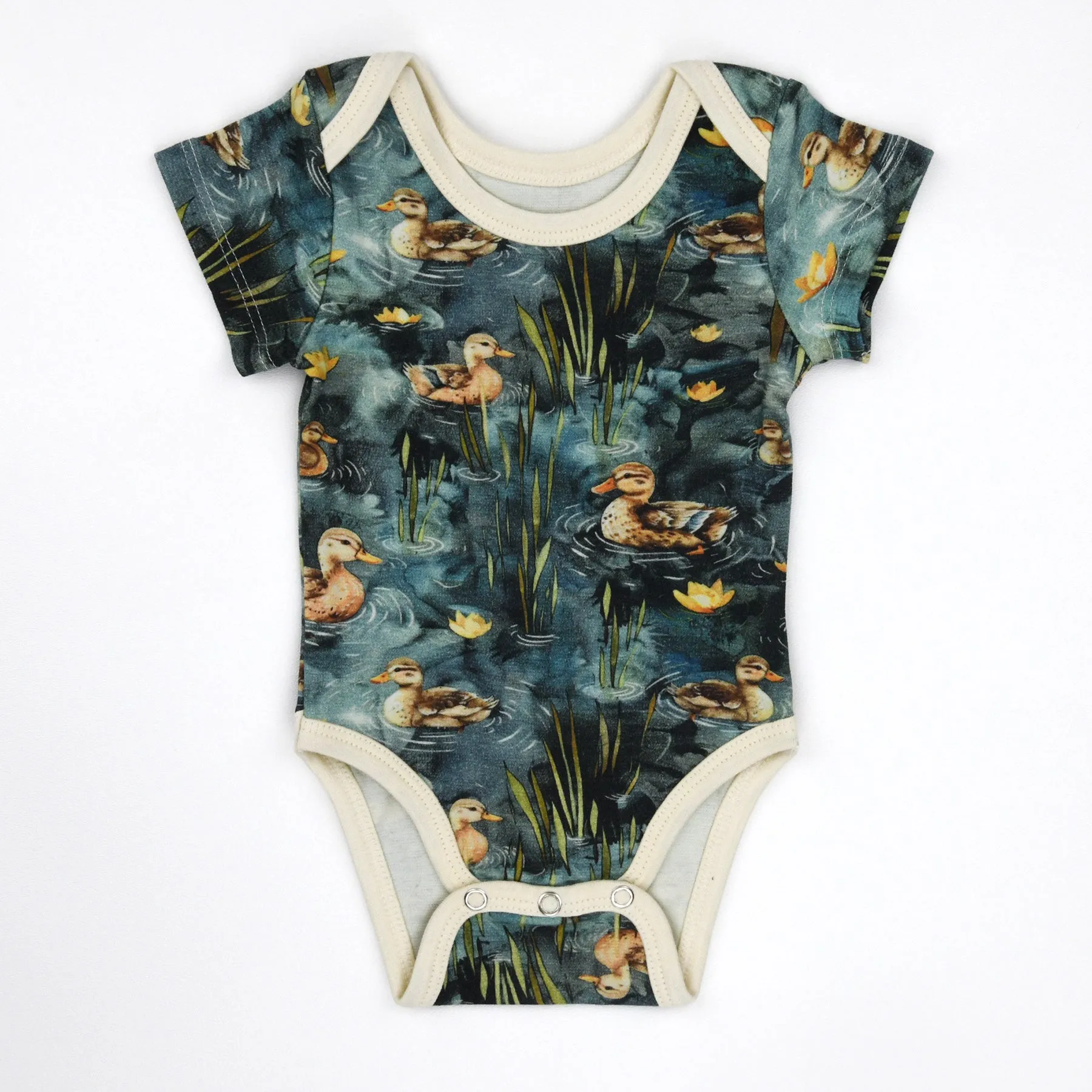 Organic Cotton Short Sleeve Baby Bodysuit, Harbor