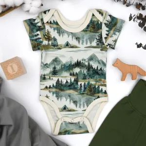 Organic Cotton Short Sleeve Baby Bodysuit, Teton