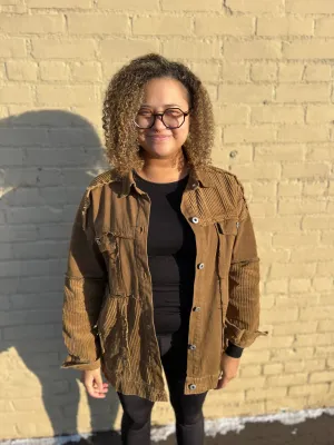 Oversized Color Block Washed Shacket