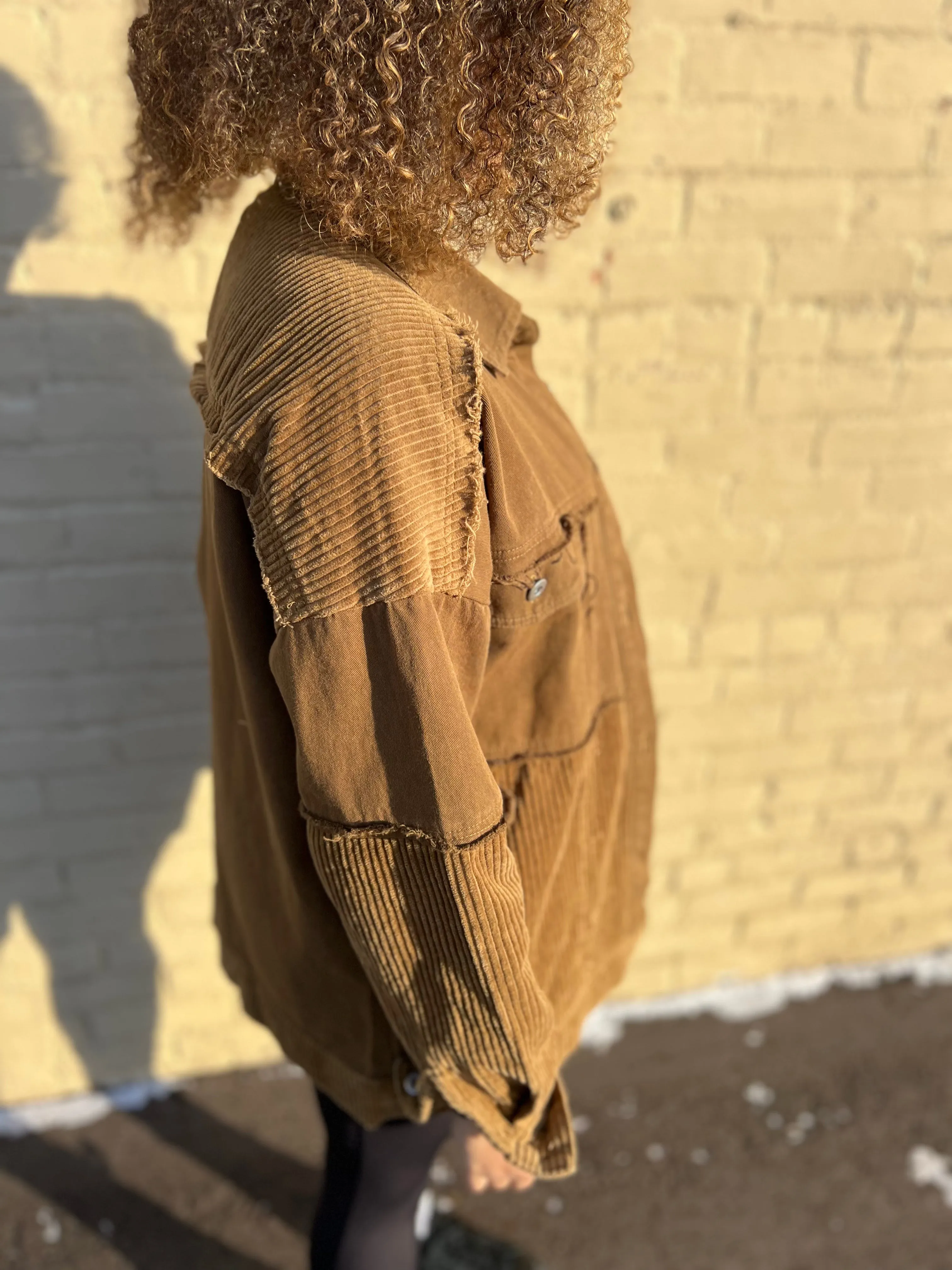 Oversized Color Block Washed Shacket