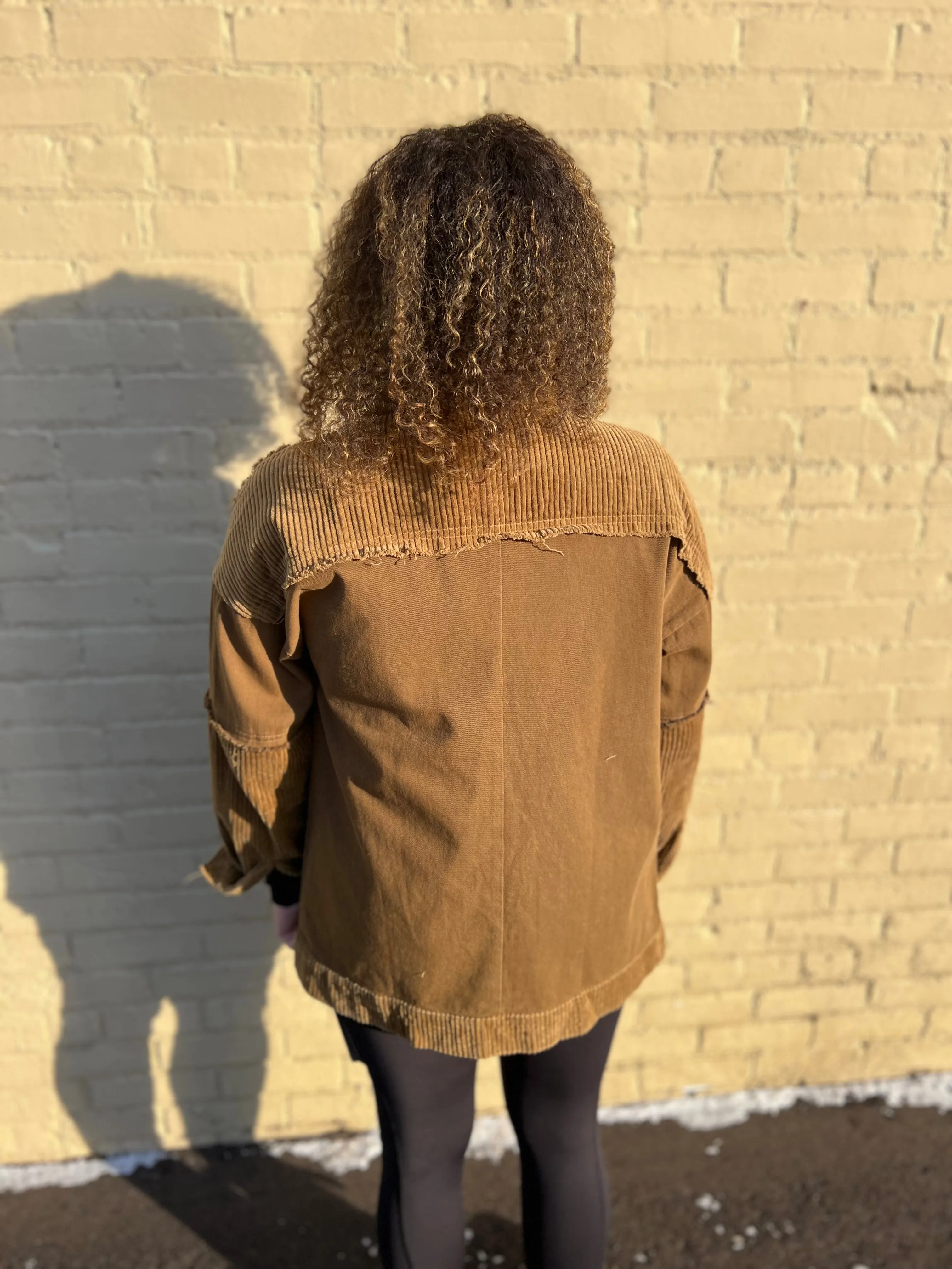 Oversized Color Block Washed Shacket