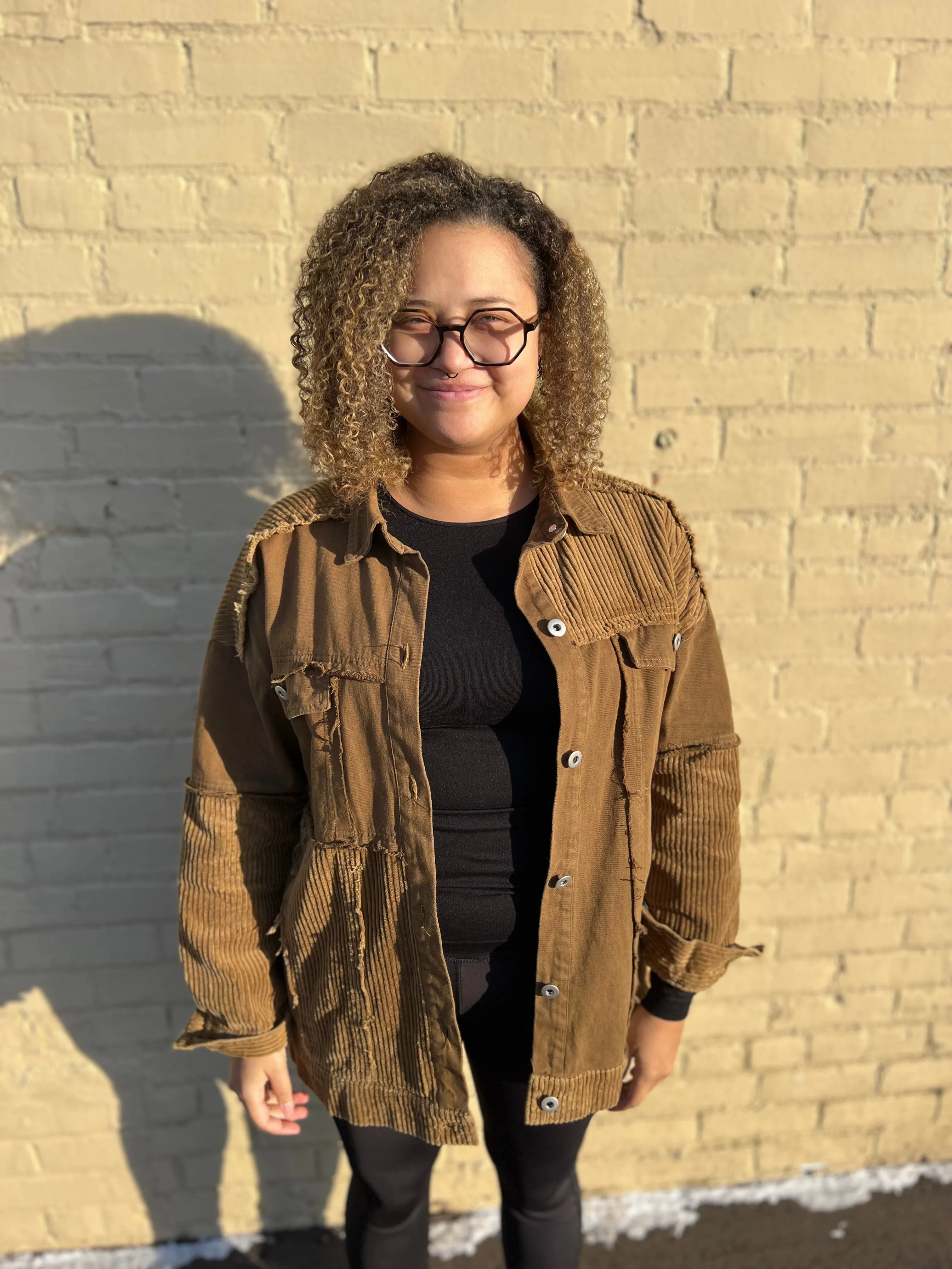 Oversized Color Block Washed Shacket
