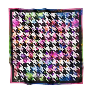 Paintball Houndstooth Silk Blend Oversized Scarf