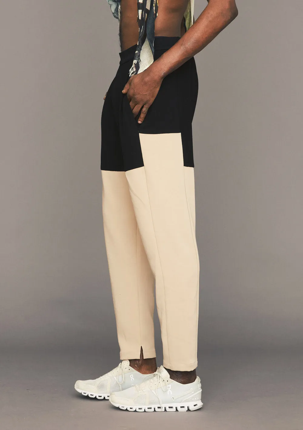 PANTS PATCHWORK - beige/black
