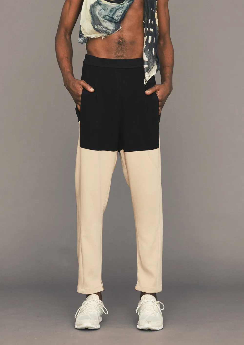 PANTS PATCHWORK - beige/black