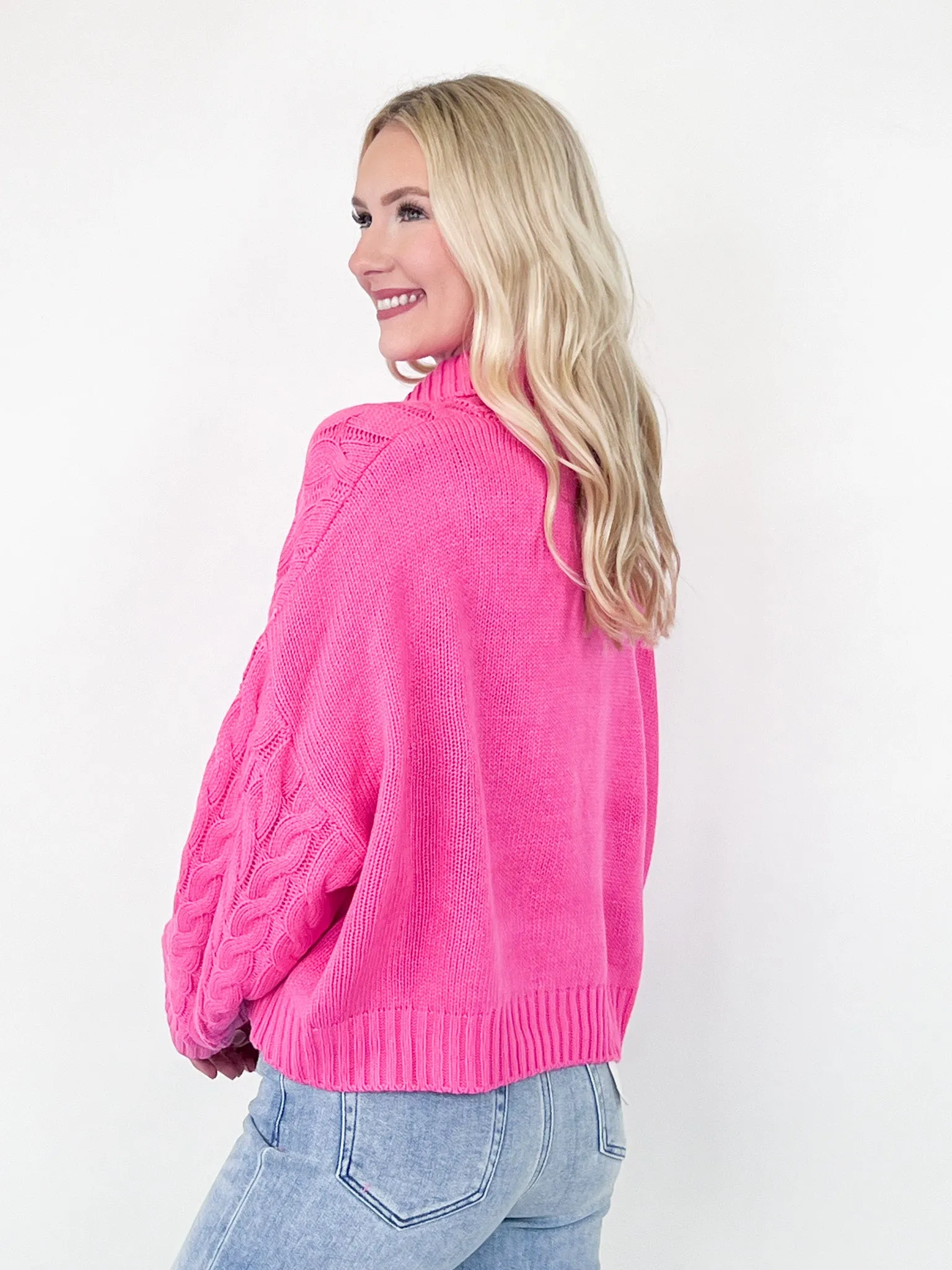 Penelope - Pink Turtleneck Knit Sweater