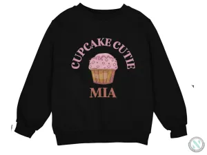 Personalized Name Toddler Boys Sweatshirt Gift with Cupcake Cute