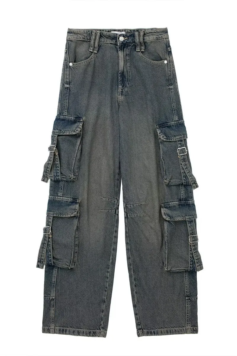 PF723 Distressed Pocket Denim Pants