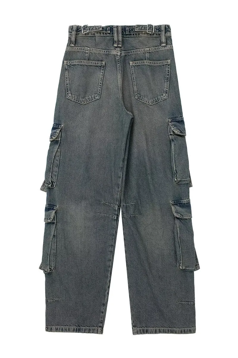 PF723 Distressed Pocket Denim Pants