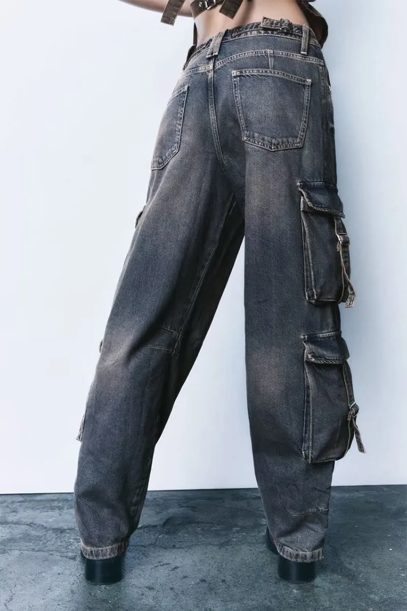 PF723 Distressed Pocket Denim Pants