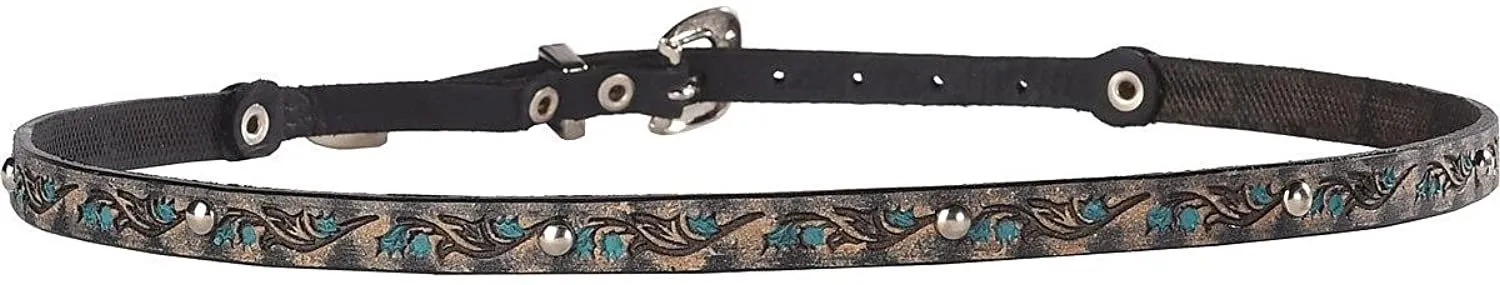 Phunky Horse Turqiouse Inlay Studded HATBAND, Beige/Khaki
