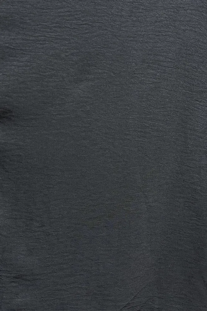 Plain Coller Dipped Hem Shirt