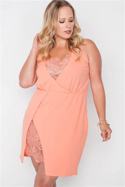 Plus Size Lace Bodycon Mini Dress