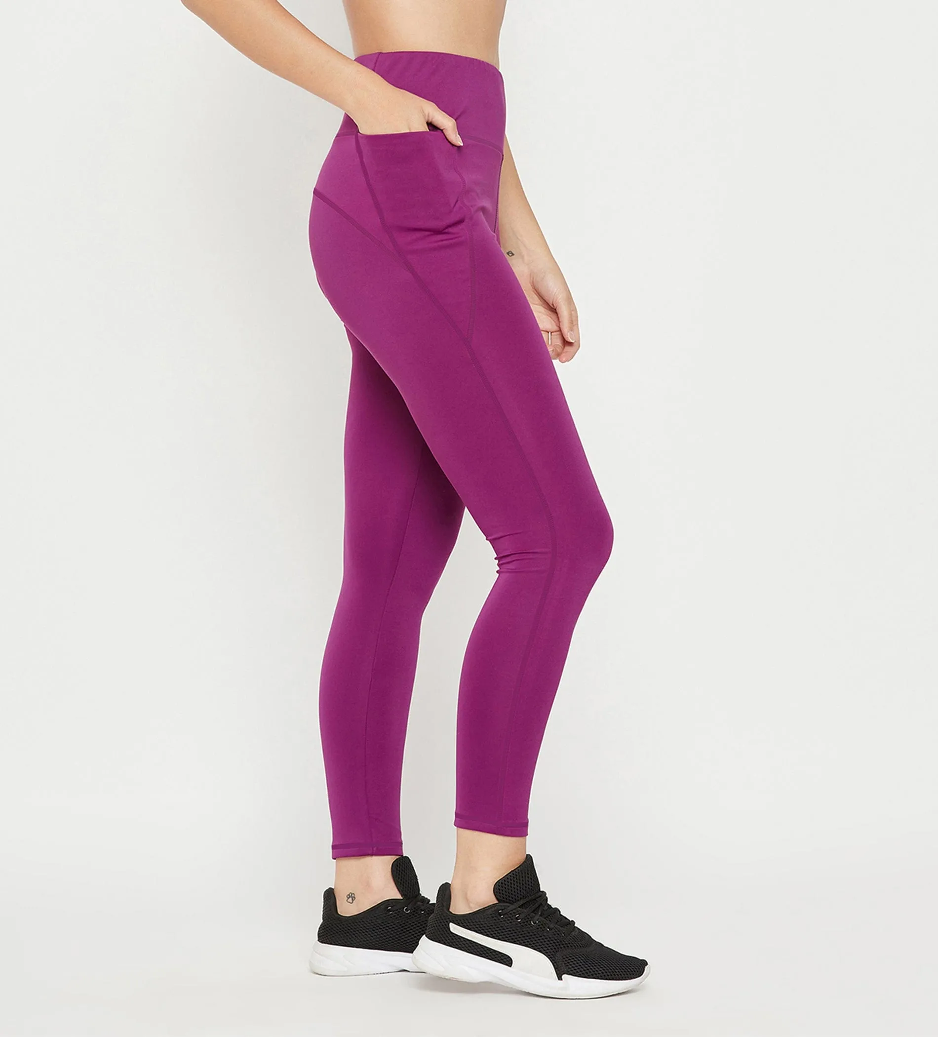 Purple High Waist Tights for Women
