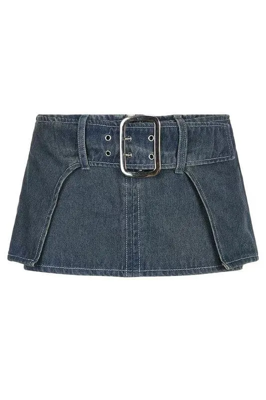 QA886 Low Waist Denim Jean Skirt