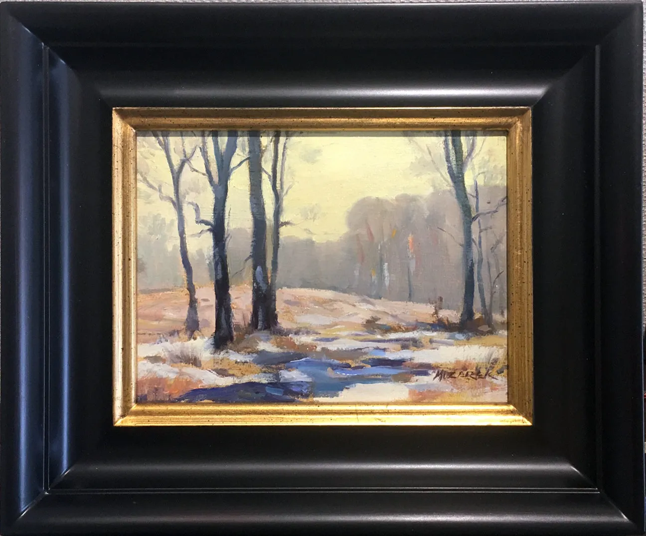 "December Dawn" by Leonard Mizerek - Impressionist Winter Landscape Oil Painting
