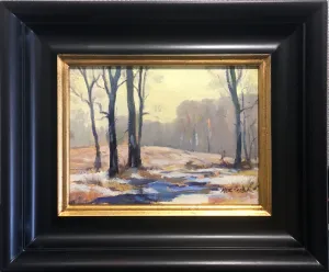 "December Dawn" by Leonard Mizerek - Impressionist Winter Landscape Oil Painting