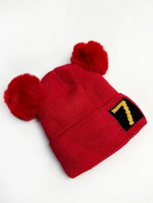 Red Beanie Winter Caps For Kids/Unisex Winter Hat/Warm Knitted Beanie for Kids KWC16