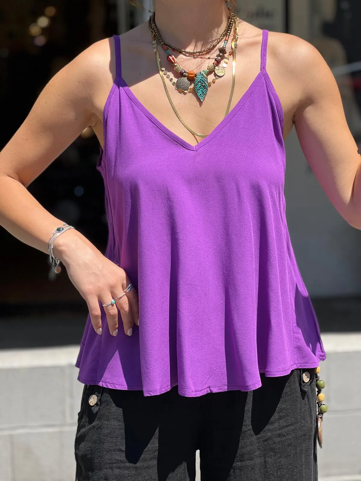 Red Viscose Tunic with Adjustable Strap