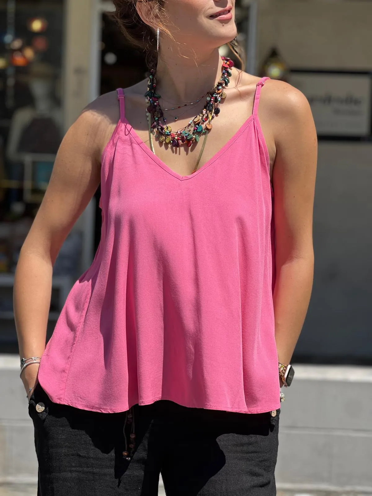 Red Viscose Tunic with Adjustable Strap