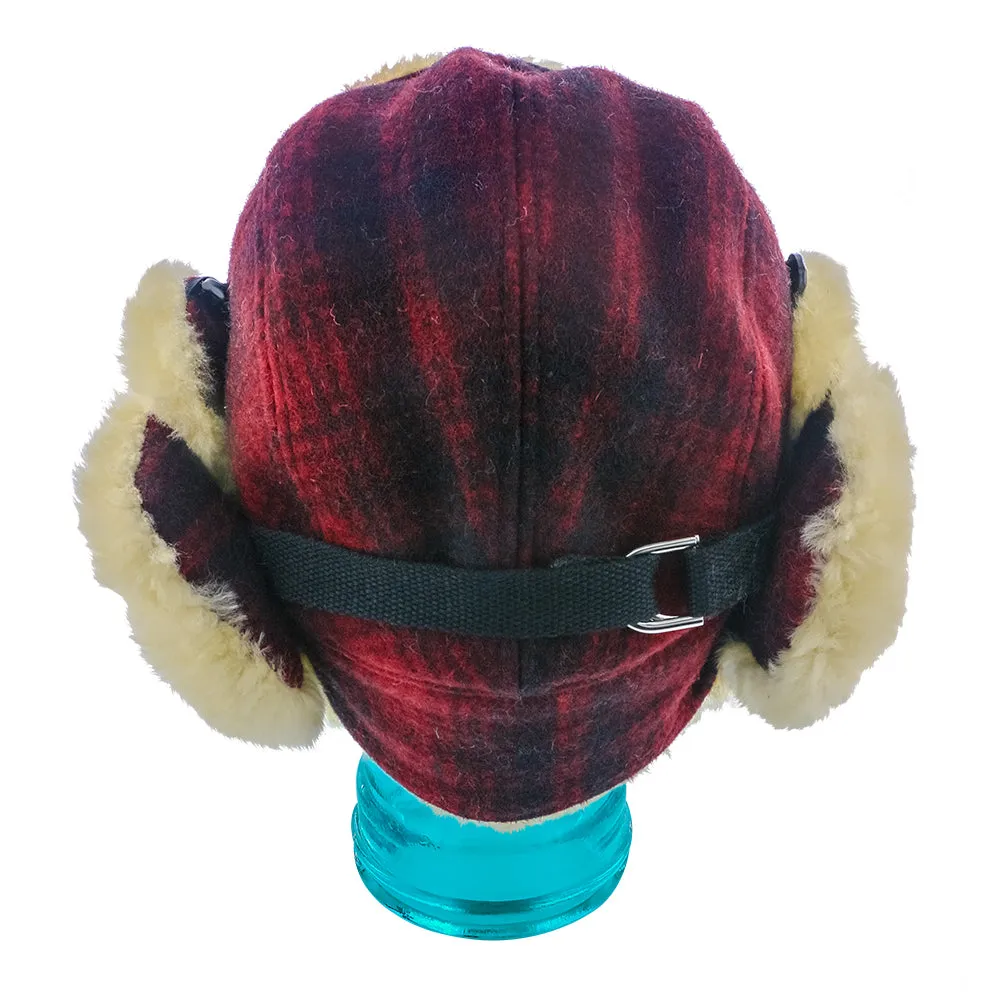 Reykjavk - Woolrich W9416 Aviator Red & Black Plaid Wool Blend Trapper Hat
