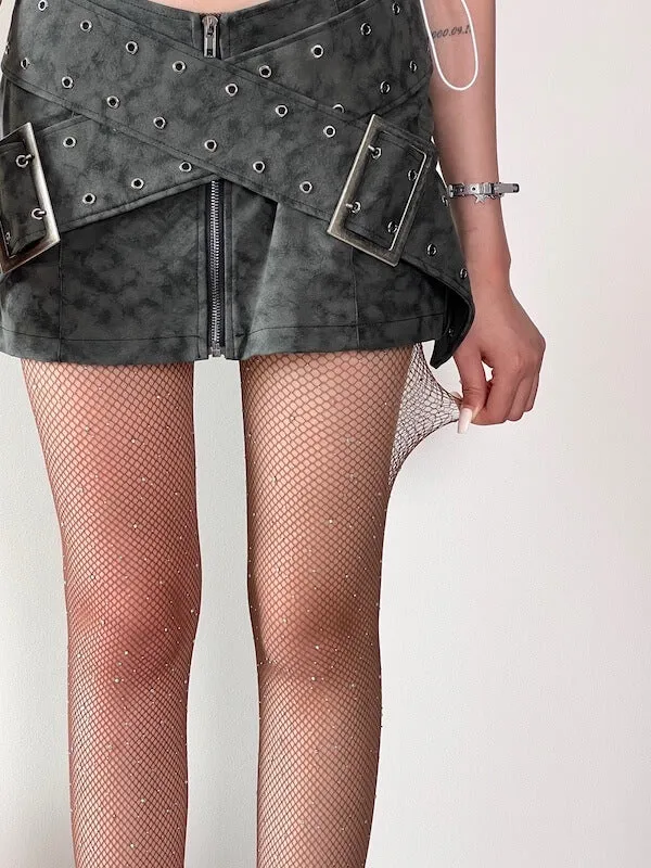 Rhinestone bling fishnet tights