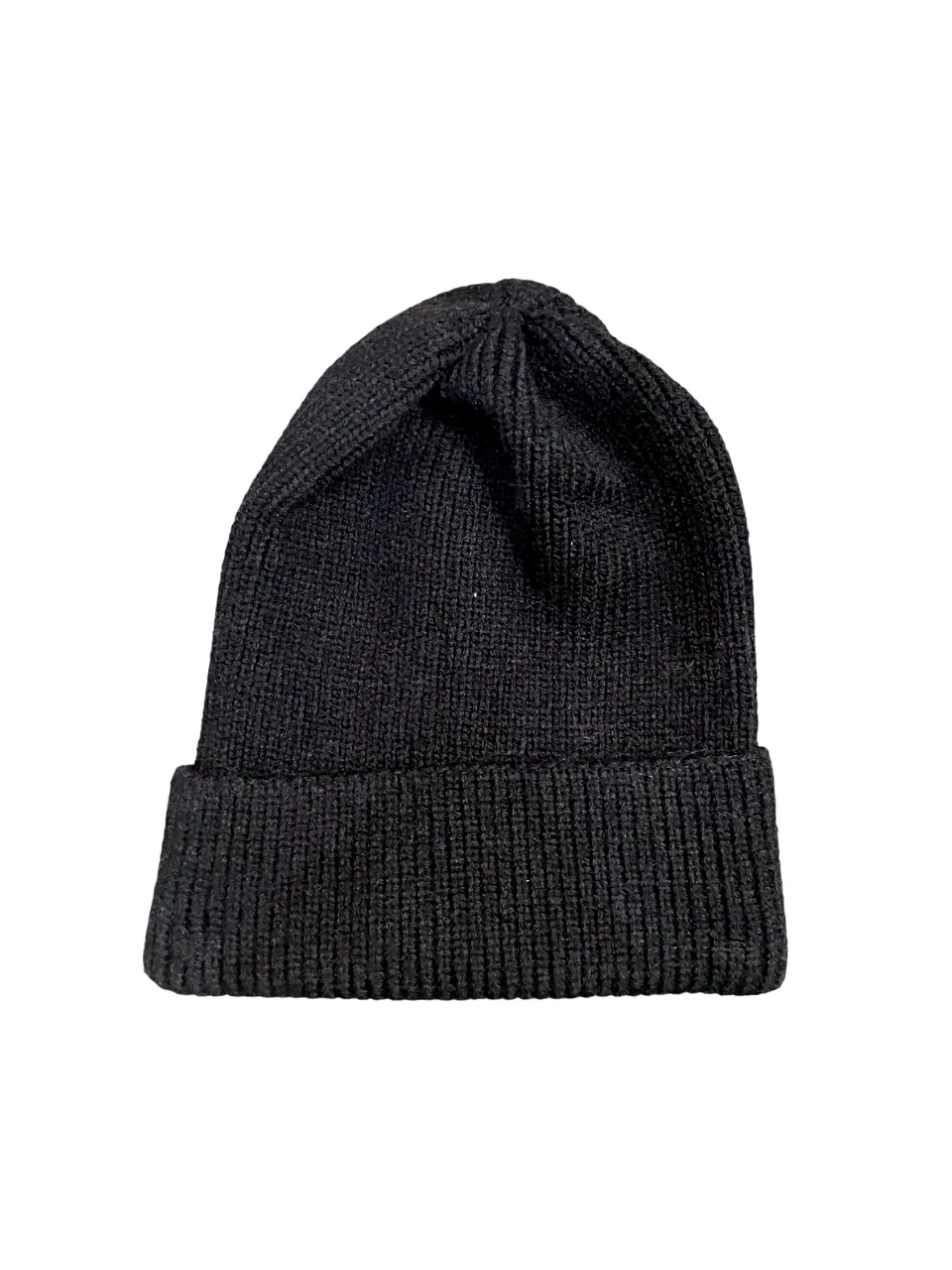 Ribbed Foldover Beanie - Black