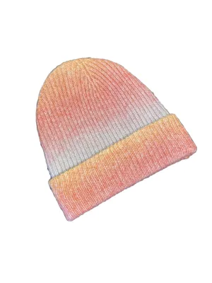 Ribbed Ombre Foldover Beanie - Coral