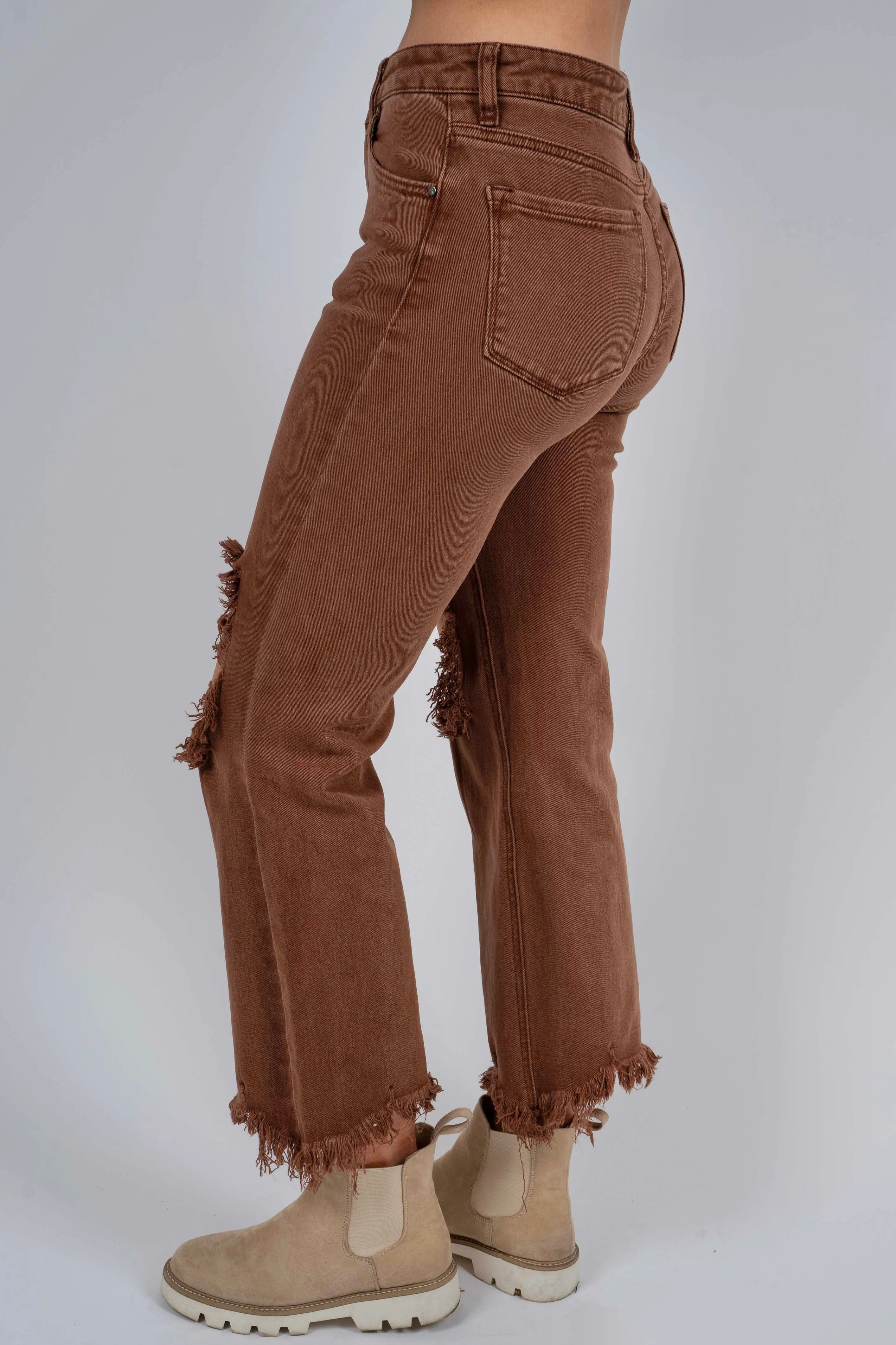 Risen Hailey Straight Leg Jeans (Espresso)