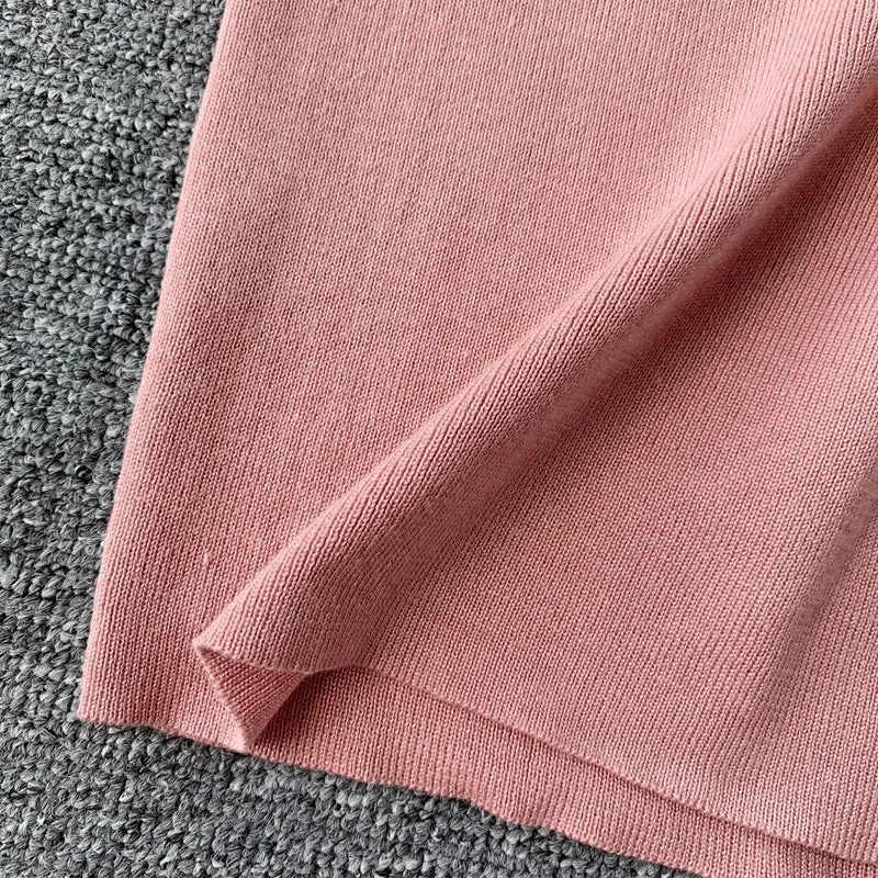 Round Neck Stretch Knitted Tight-fitting Hip Dress