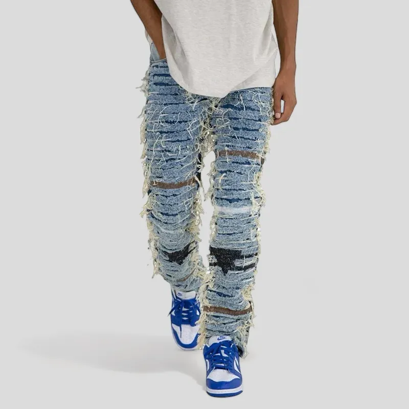 Skinny fit slashed denim jeans