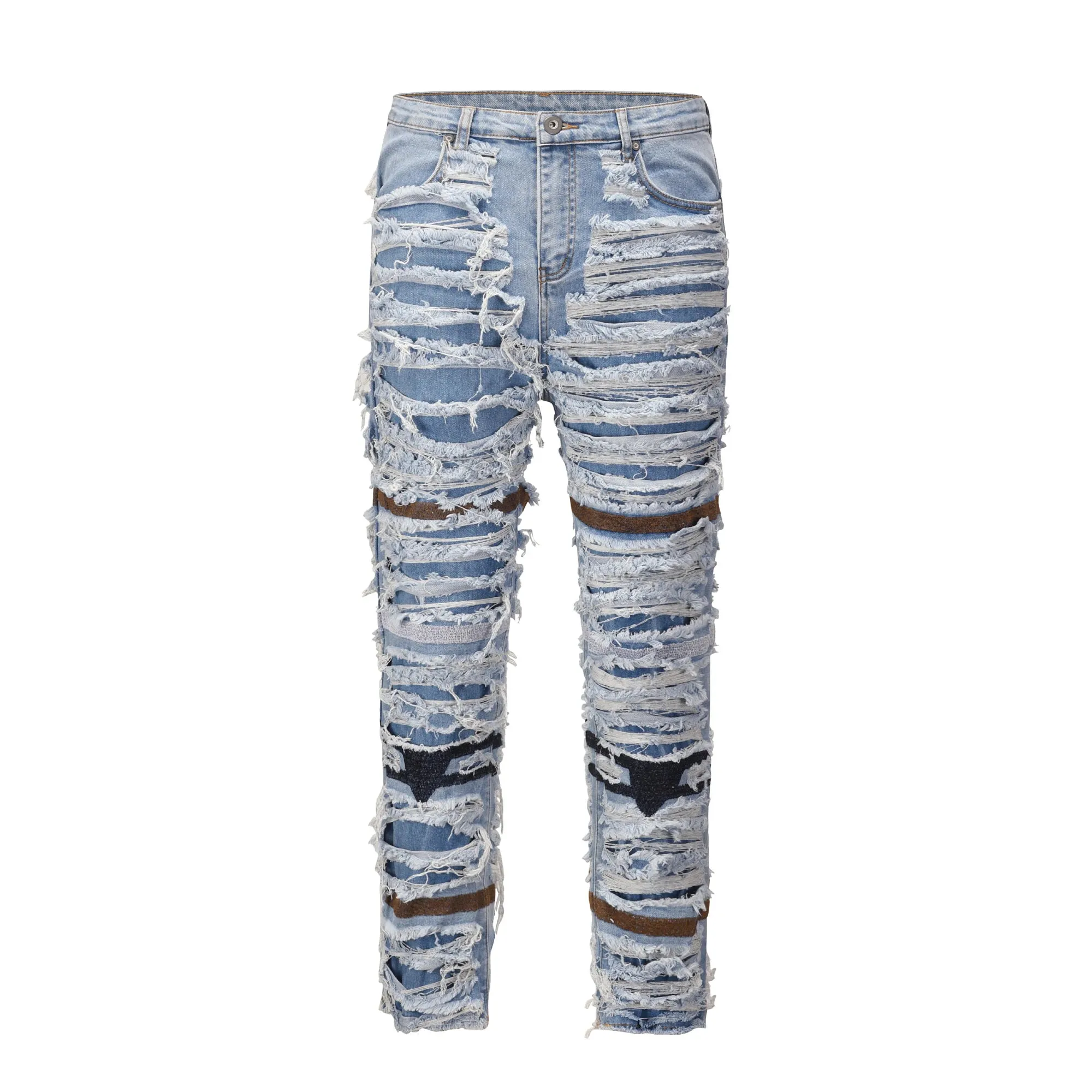 Skinny fit slashed denim jeans