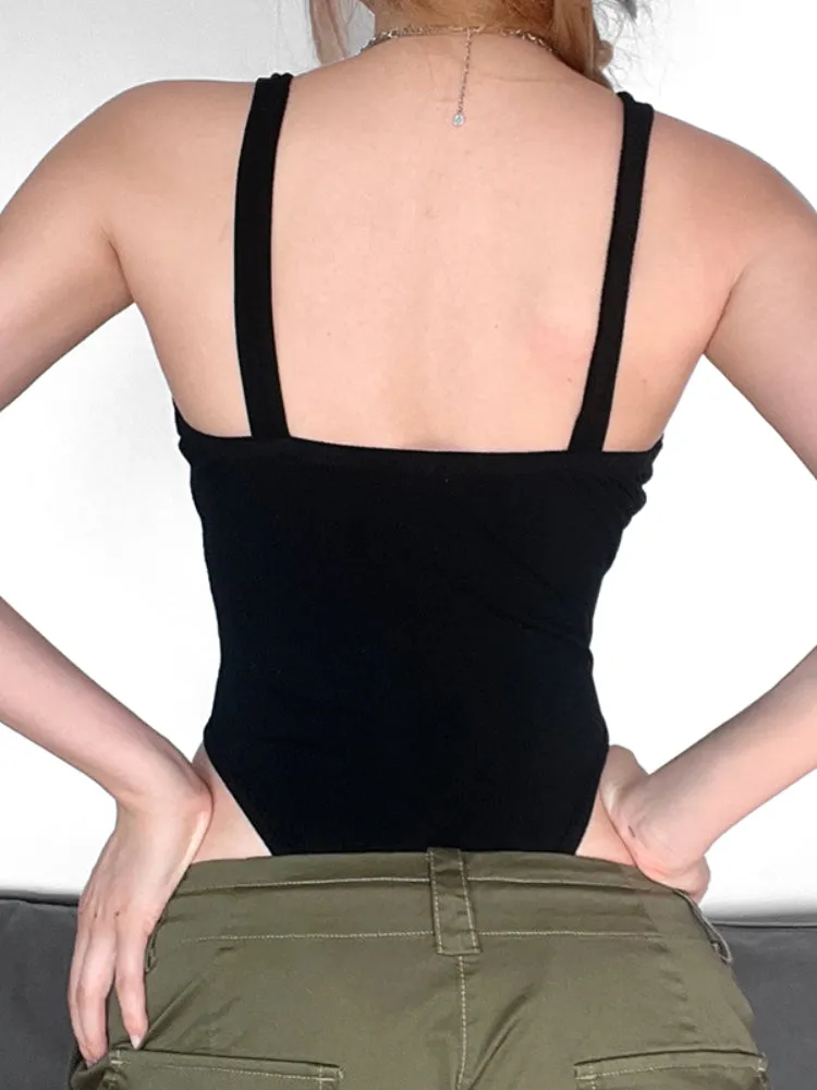 Skinny Sleeveless Halter Bodysuit
