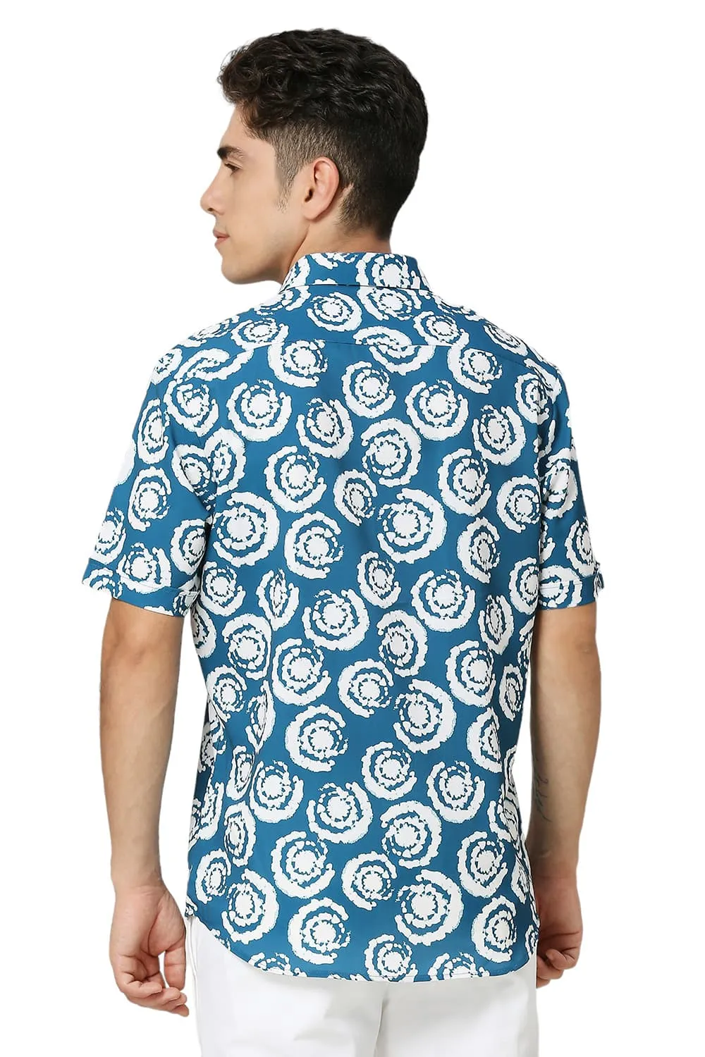 Slim Fit Polyester Printed Halfsleeves Shirt