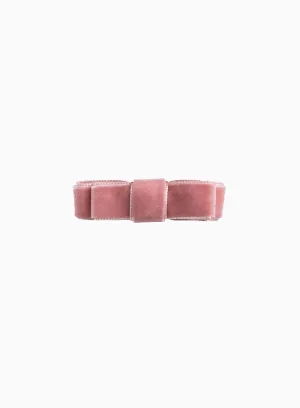 Small Velvet Bow Hair Clip in Blush