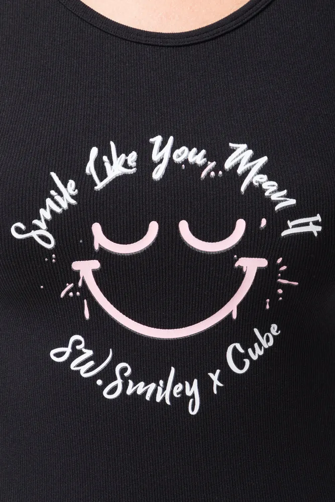 Smiley Seamless Bodycon Dress Black