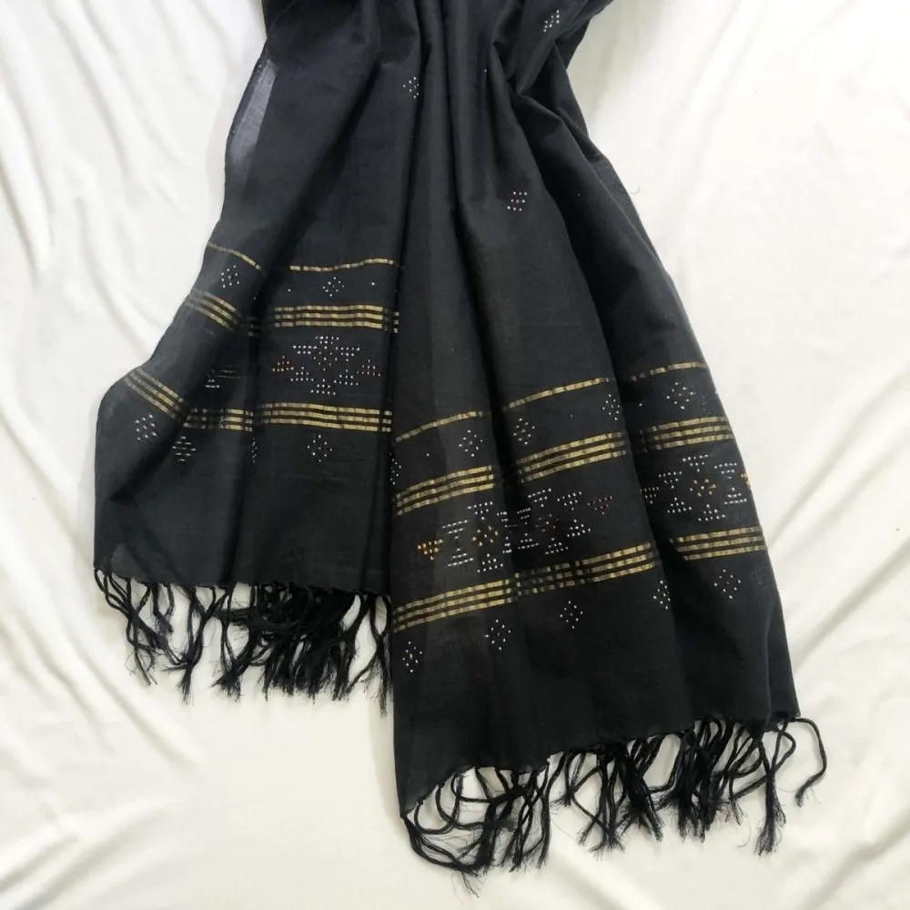 Tangaliya Black and gold Stole