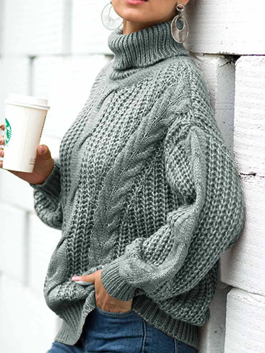 Thick Twist Turtleneck Knitted Sweater