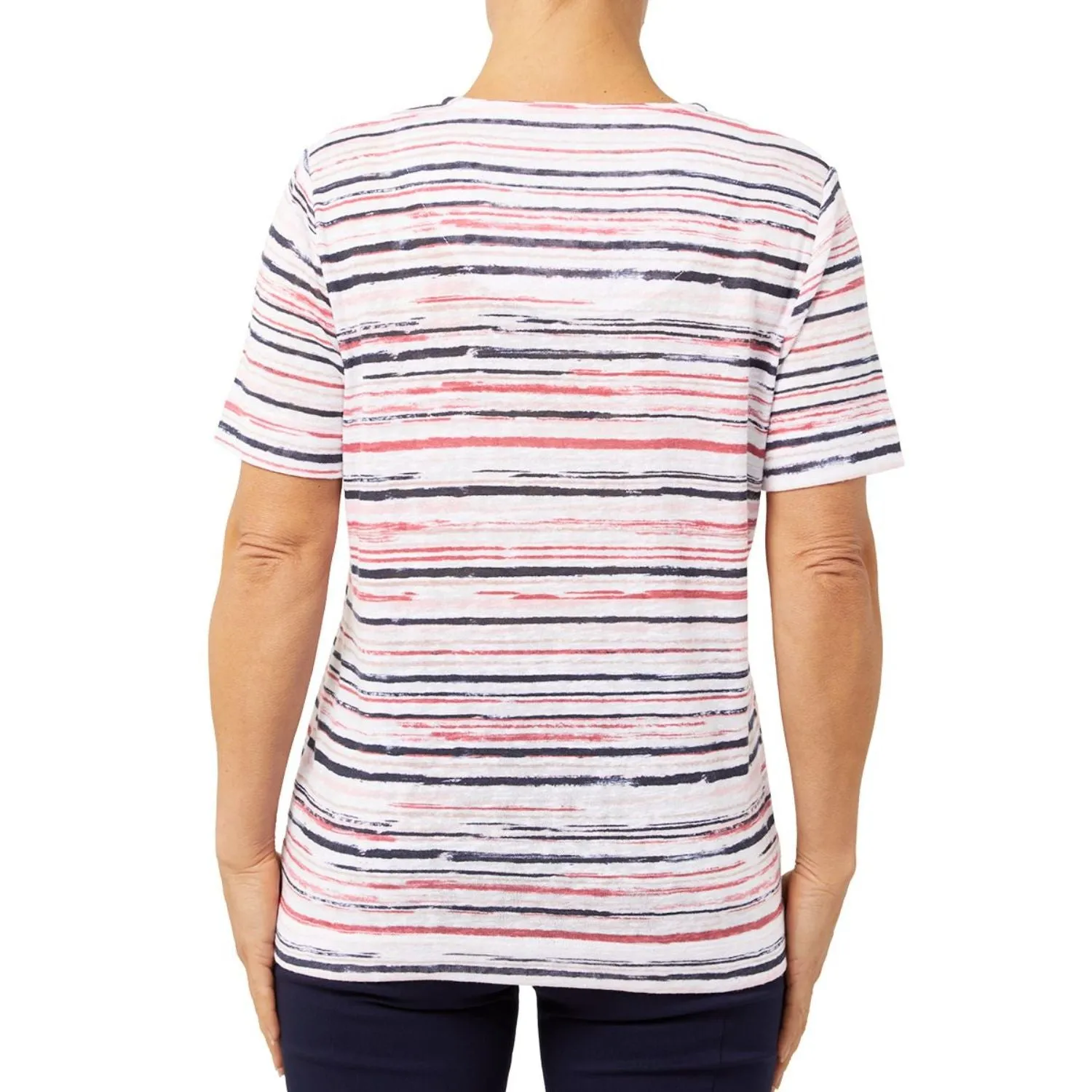 TIGI 10/12 Painterly Stripe Short Sleeve Top