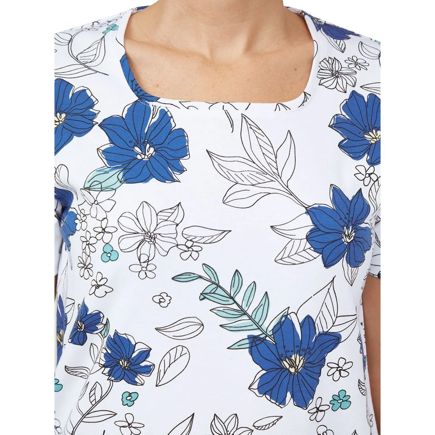 TIGI 14/16 Sketch Floral Square Neck Top