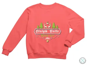 Toddler Girls Custom Name Sweatshirt with Bells & Christmas Trees