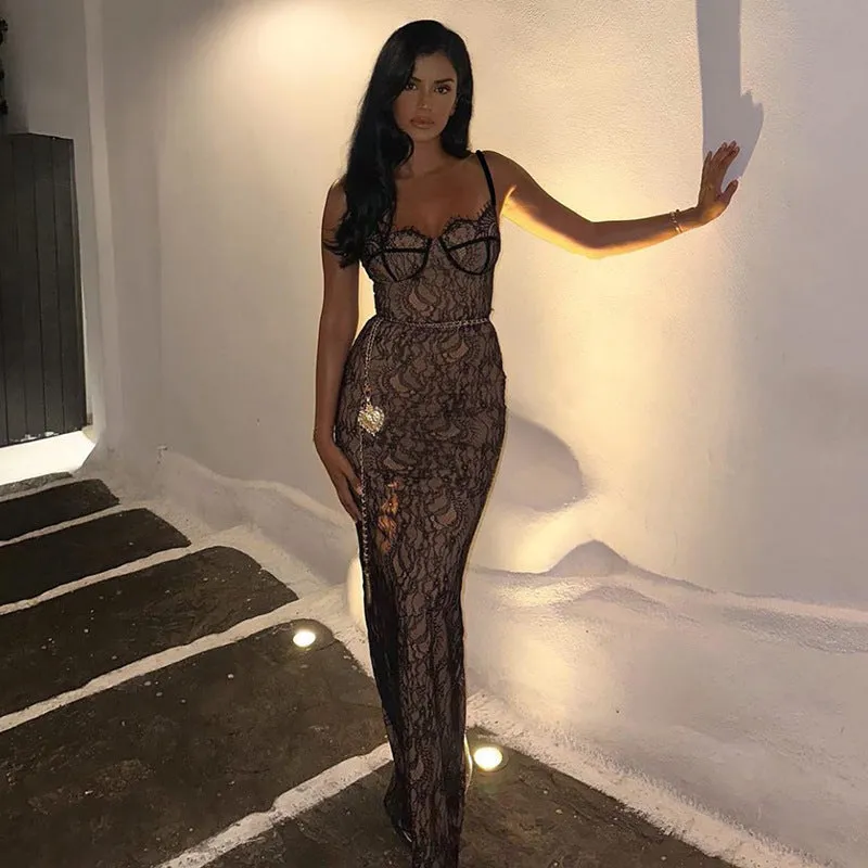 Valerie Lace Print Maxi Dress