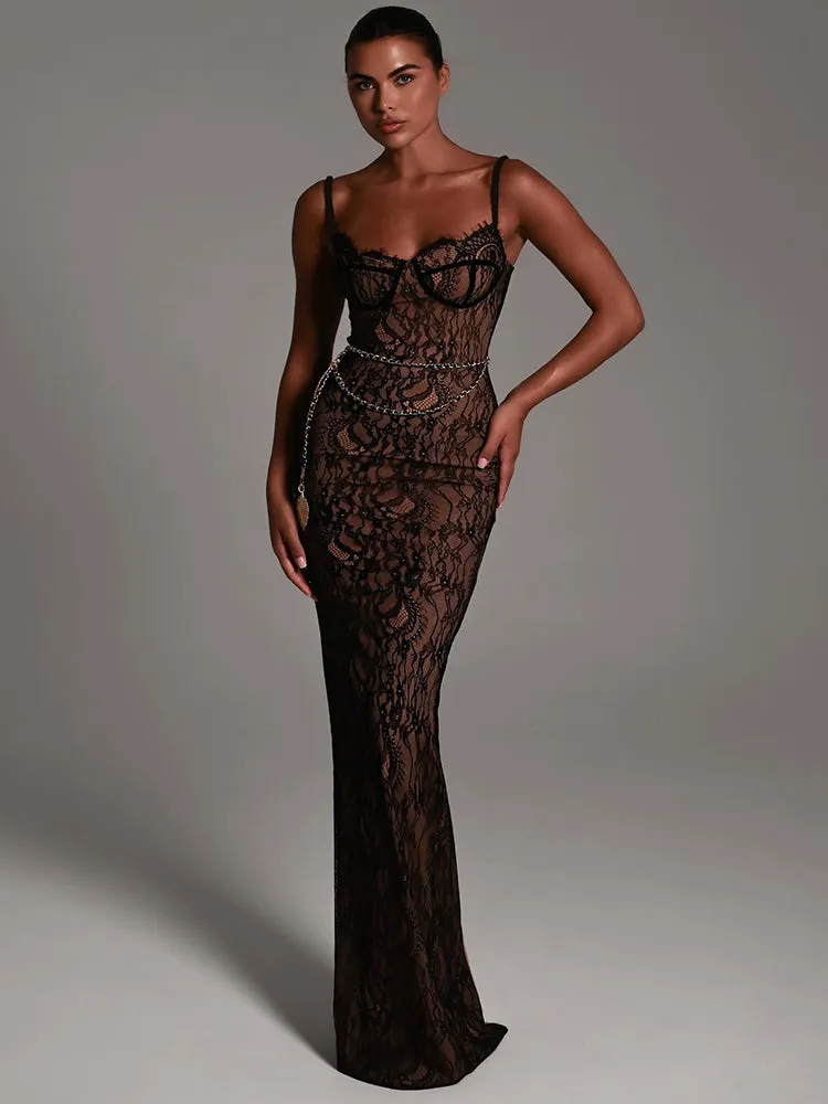 Valerie Lace Print Maxi Dress