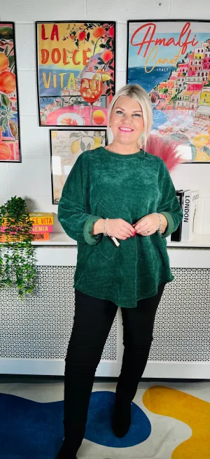 Verity Chenille Sweater - Bottle Green