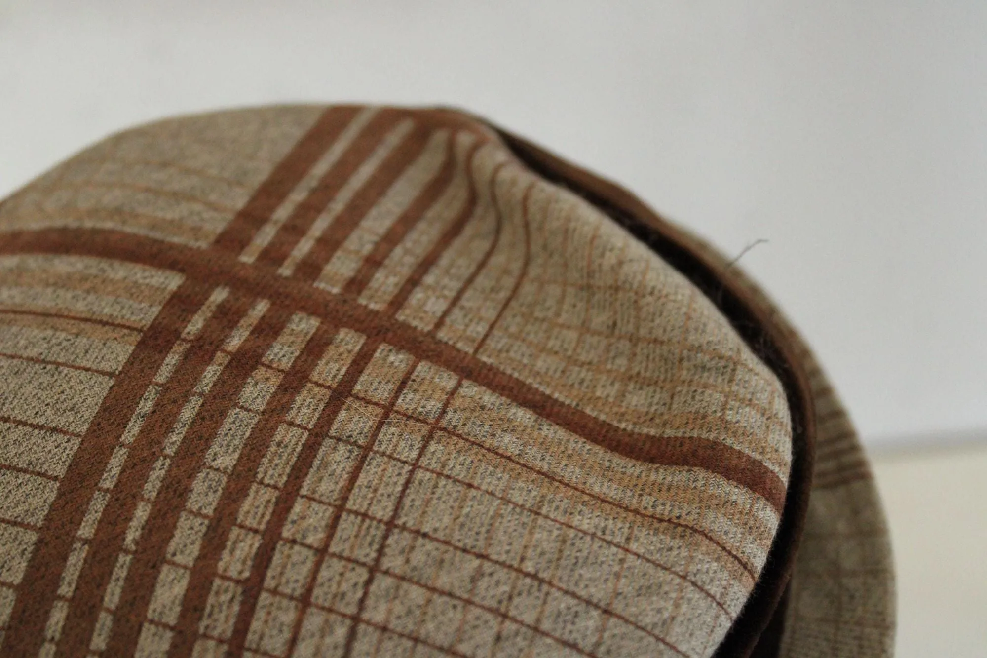 Vintage 1940s 1950's Plaid Madeline Style Hat with Velvet Bow