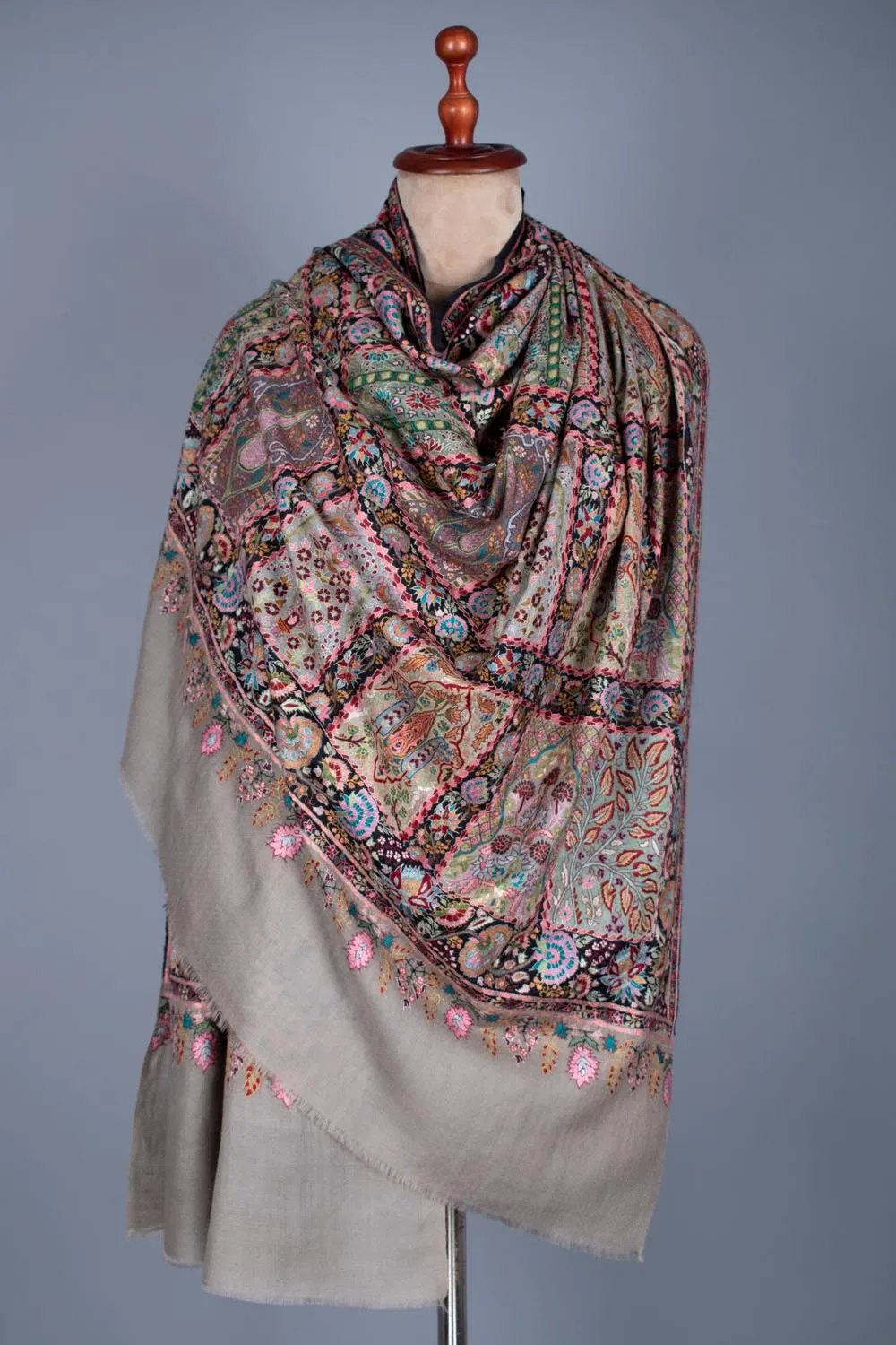 Wedding Pashmina Jamavar Shawl - INDIGO